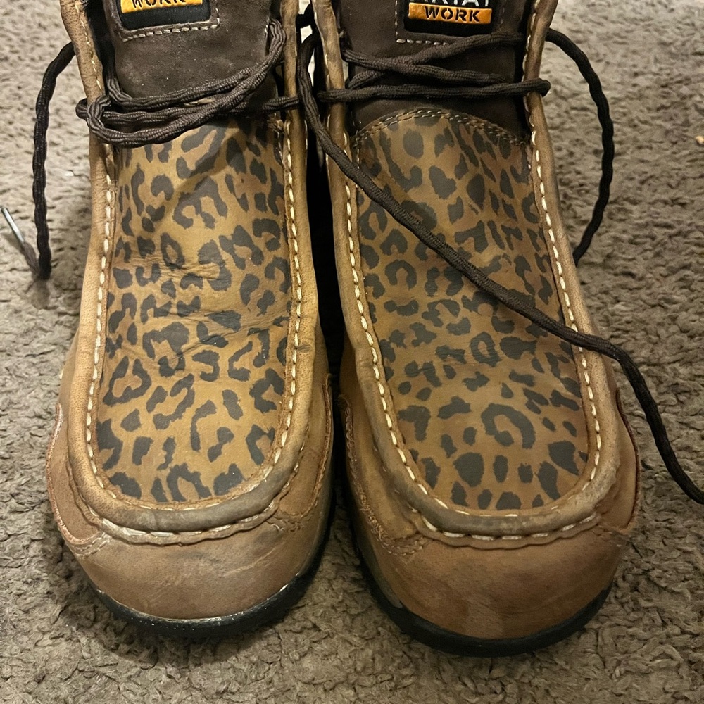 Ariat Men's Leopard Print Work Boots - Brown and Black